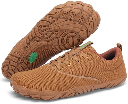 SAGUARO Unisex minimalistiska lätta och halkfria barfotskor, storlek 36–48, Brun, 42 EU