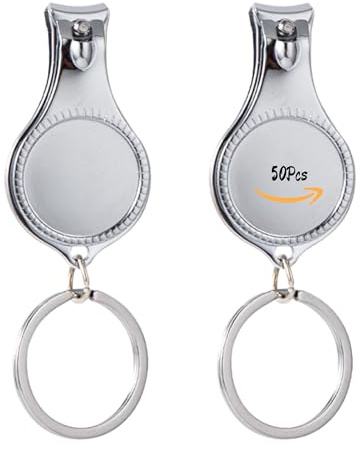 Personalized Bottle Opener Nail Clipper Keychain – Custom Logo/Photo/Text Party Favors with Thank You Cards & Organza Bags – Wedding, Birthday, Baby Shower, Promotional Gifts (50)