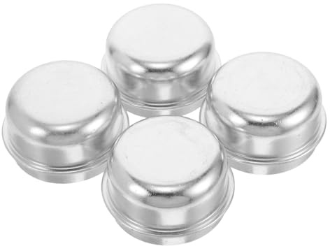 HAKIDZEL 4 Piezas Tapa Metálica de Cubo para Eje de Remolque Cubierta Protectora Antipolvo Resistente Compatible con Ruedas de Remolques Barcos y Vehículos Planos Instalación Rápida y