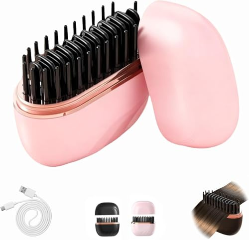 Mini Lisseur Sans Fil,Lisseur Boucleur Cheveux 2 En 1,Rechargeable De Fer à Lissér Portatif Avec 3 Réglages De Température,Chauffage Rapide,Mini Lisséur De Voyage Pour Des Cheveux Lisses (1*Rose)