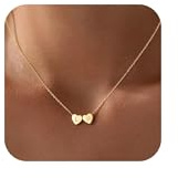 Turandoss Chaîne avec lettres en forme de cœur pour femme - Plaqué or 14 carats - 2 lettres avec initiales en forme de cœur - Collier pour fille - Cadeau d'anniversaire pour femme, petite amie, jubilé