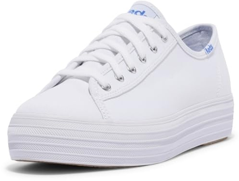 Keds Women's Triple Kick Canvas Fashion Sneaker, white, 7 M US
