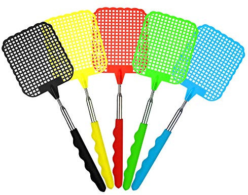 TUPARKA 5 Pack Telescopic Fly Swatters, Manual Adjustable Swat Pest Control Durable Extendable Handle House Wife Helper