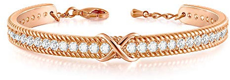Angelady Rose Gold Bangles Bracelets for Womens, Adjustable Infinity Bracelet Womens Bracelet Valentines Jewelry Gifts for Women Girls