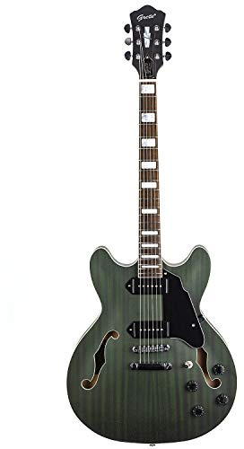 GROTE Electric Guitar Semi-Hollow Body Guitar matte finished P90 Pickups (Green)