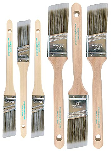 Vermeer Paint Brushes 6-Pack Angle Brushes in Assorted Sizes for All Latex and Oil Paints & Stains - Home Improvement - Interior & Exterior Use