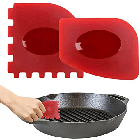 Tiandeng ollas hierro fundido - Raspadores para bandejas 2 piezas | Herramienta limpieza depurador ollas 2 piezas para sartenes hierro fundido, sartén, sartén,