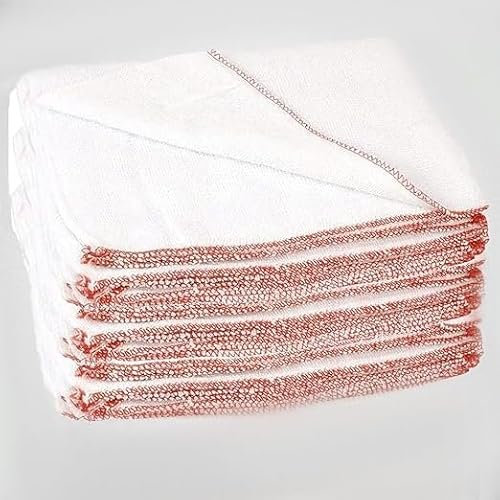 Laam linen 100% Soft Cotton Extra Large Double Layered Super Jumbo Cleaning Dish washing up Cloths 40x50cm Premium Quality Pack of 10 to 100 (10, White)