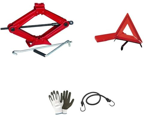 Compatible con Mitsubishi I-MIEV Gato DE Tijera 2 TONELADAS+TRIÁNGULO DE Emergencia con Funda Gato Compacto para ELEVACIÓN DE Ruedas,NEUMÁTICOS DE Coche HOMOLOGADO