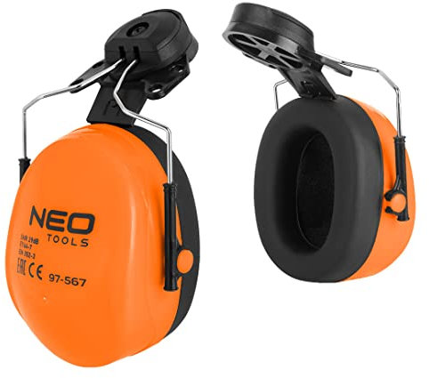 NEO TOOLS Kapselgehörschützer für Helm, SNR 29dB, weiche Oberfläche, Kapselgehörschützer höhenverstellbar, dreh- und schwenkbare Arme