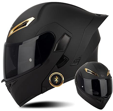 Bluetooth Motorradhelm ECE-geprüfter Klapphelm Modulare Helm Erwachsene Damen und Herren mit Doppelvisier, Lautsprechermikrofon Geräuschunterdrückung Multifunktional Bluetooth