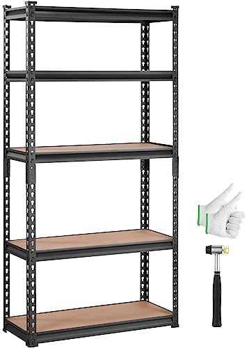 VEVOR Étagère de Rangement 5 Niveaux Réglables Étagère de Garage Métallique de Charge Lourde 907,2 kg 75x30x152 cm Meuble Rayonnages de Stockage pour Cuisine Atelier sous-Sol Salle de Bain Buanderie