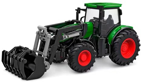 Kids Globe Tracteur RC 2,4 GHz (Bulldog avec lumière et Chargeur Frontal, Longueur : 27 cm, Vert, avec télécommande, à partir de 6 Ans) 510310