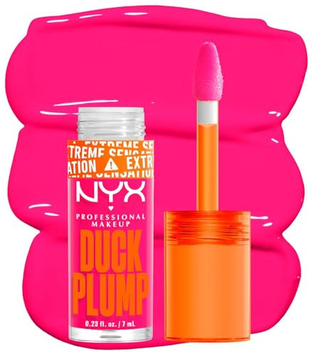NYX Professional Makeup Lipgloss mit Schmollmund-Effekt, Glossy Finish & intensive Farbe, Extremes Volumen & Fülle dank Ingweröl, Vegane Formel, Duck Plump Lip Lacquer, Bubblegum Bae