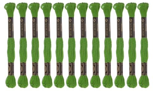 sourcing karta 12 trådar broderigarn à 8 m av egyptisk långfiberbomull för broderiprojekt och armband, grön