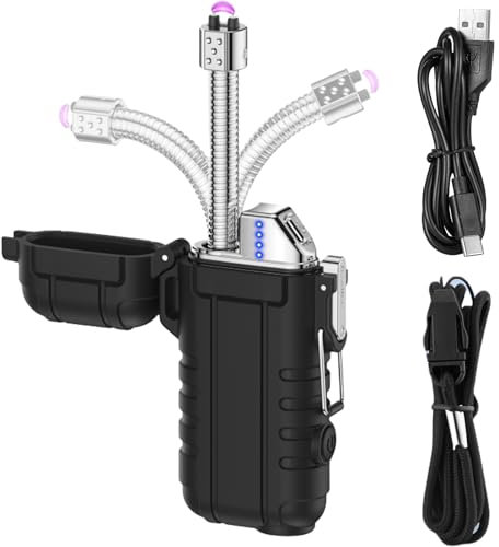 Accendino elettrico ad arco ricaricabile, con luce e fischietto di emergenza, portatile, impermeabile, antivento, senza fiamma, per candele Yankee, barbecue, fornello, campeggio, camino