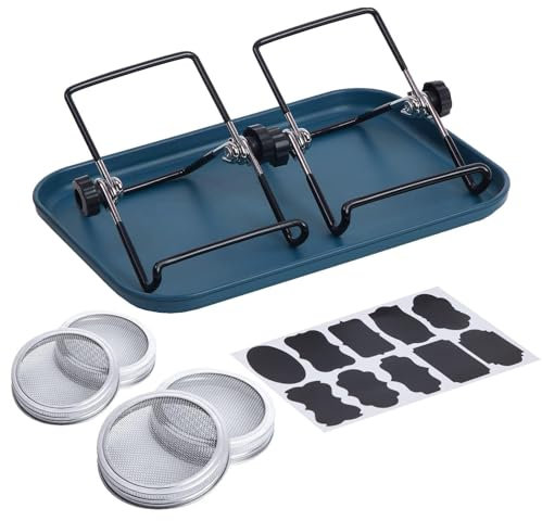 Sprossenglas-Set – Sprossen-Anzuchtset, Sprossen-Set für Anfänger | Einmachglas mit breiter Öffnung aus Edelstahl, Set zum Keimen von Sämlingen, Keimglas für das Keimen von Sämlingen, 20,3 x 10,8 cm