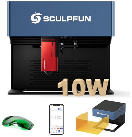 SCULPFUN iCube PRO MAX 10W Macchina per incisione laser da 10W portatile con precisione di incisione di 0,05 mm, incisione offline con filtro antifumo per carta, legno, plastica