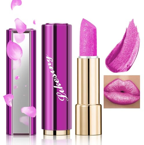 Likesing 1 Pièces Pailleté Rouge a Levre Longue Tenue Rouge a Levre Nude Rose Rouges à Lèvres Sans Transfert Brillant à Lèvres Rouge Lip Gloss Lipstick Kit Femme Maquillage Coffret Cadeau Anniversaire