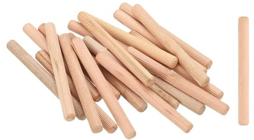 sourcing map 50Pcs 1/2x4-3/4 (12mmx120mm) Wooden Dowel Pins, Fluted Wood Beveled Ends Tapered Dowel Hardwood Pegs, Wood Dowels Rods for Furniture, DIY Crafts
