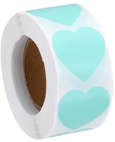 PATIKIL Colored Heart Stickers 1, 500 Pcs Color Coding Labels Blank Heart Stickers Adhesive Price Labels for Inventory Office Garage Classroom, Light Green