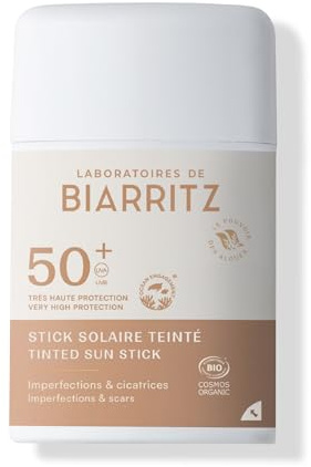 Laboratoires de Biarritz - Getönter Sonnenstick - LSF50 - Bio-zertifiziert - Beige - Schützt und kaschiert Narben und Unregelmäßigkeiten - 12g - Made in France