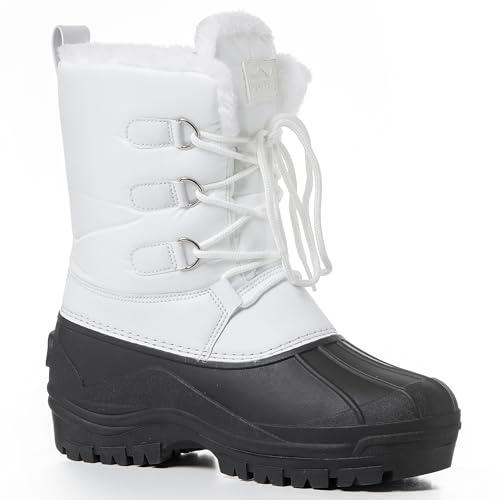 Polar Mens Muck Lace Up Short Nylon Winter Snow Rain Lace Up Waterproof Duck Boots