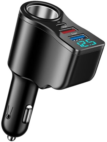 4 en 1 Cargador de Coche USB C 106W, Adaptador Encendedor con 90W Mechero 66W 2 USB-A 30W 3.1A PD Rápido Carga, Mini Automóviles Ladron para iPhone Samsung GPS Table Android