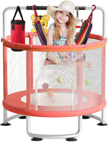 Trampoline Enfant 150 cm avec Panier de Basket, Balançoire et Sac de Sable, Mini Trampoline Intérieur et Extérieur pour Garçons et Enfants