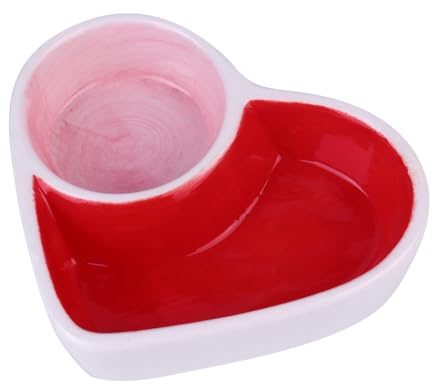 BESTonZON Ciotola in Ceramica per Piccoli Animali Ciotola Doppia per Cibo e Snack Alimentazione per Criceti Topi Uccelli e Ricci Facile da Pulire Design a Doppio Cuore