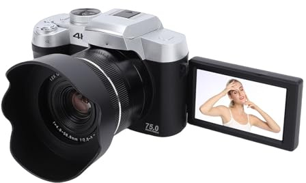 Jectse Cámara Digital 4K para Fotografía, Cámara de Vlogging WiFi UHD de 75 MP con Pantalla Táctil Abatible de 3,0 Pulgadas, de Viaje Compacta con Zoom óptico de 12X con Enfoque