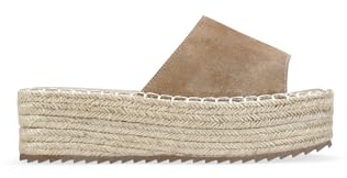 BOSANOVA Sandalias Estilo Pala para Mujer en Piel rectificada con una Tira Ancha al Empeine y Suela de Plataforma con Esparto. Sin Cierre. Calzado para Mujer