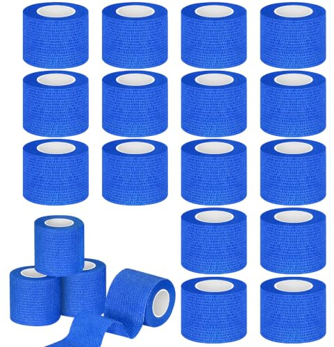 20 Rollos Banda Venda Cinta Bendaje Adhesiva 5cmX4.5m Venda Cohesiva Vendaje Autoadhesivo Deportiva Tape Vendaje Elástico Para Muñeca Dedos Deportivas Mascotas Perros (Azul)