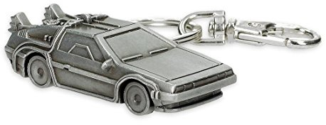 Close Up Zurück in die Zukunft 3D Schlüsselanhänger Delorean, aus Metall mit Minikarabiner
