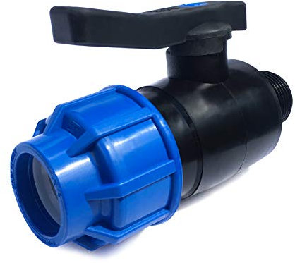 PP Kugelhahn 25mm x 3/4 PP Klemmfitting Klemm x AG Aussengewinde mit Verschraubung x Klemmverschraubung für PE Rohr Absperrhahn AG Klemm klemmverbinder Perfekte Dichtheit, PN 16 Bar