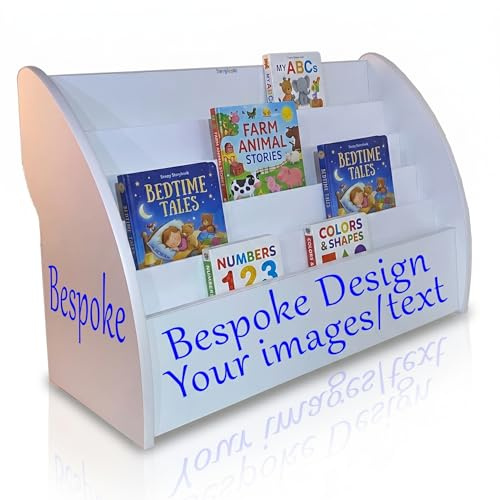 TINYSTANDS Bespoke Design Child Bookcase - Custom Kids Bookshelf with Personal Image Upload, Safe & Fully Assembled (Bespoke Artwork, Wide)