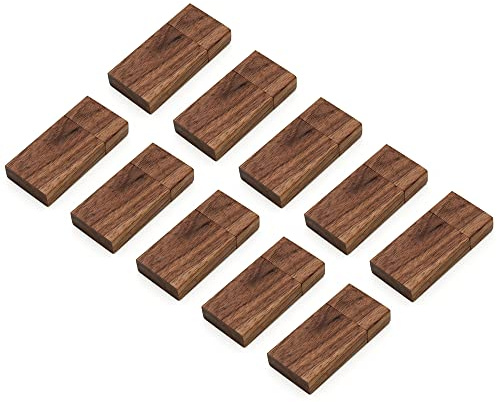 10-pack USB-flashminne lagringspinne, trä USB-minnestick (2,0 32 GB, valnötsträd)