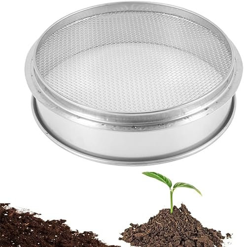 Roundsky Alto rendimiento jardín rompecabezas tamiz de agarre de suelo colador compost semillas contenedor jardinería -8 (2,5 mm)