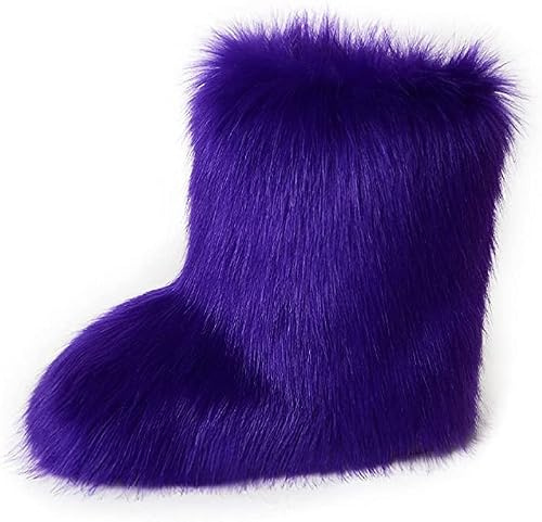 TangDao Chaussons Montant Femme en Fausse Fourrure Hiver Pantoufles Fourrées Multicolore Bout Arrondi