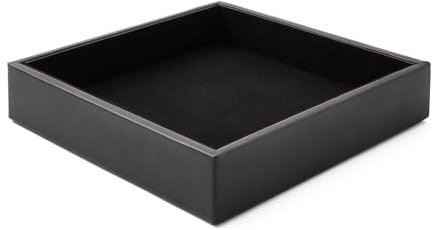 Eglooh - Minerva - Taschenleerer Leder Schwarz - Schreibtisch-Organizer mit modernem Design - Ablagefach für Schlüssel, Münzen, Schmuck - cm 16,5 x 16,5 - Made in Italy
