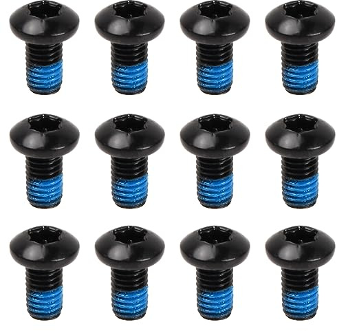 Wisebom 12pcs Vis de Disque de Frein de Vélo, Boulons de Rotor de Frein à Disque Vis de Frein M5x10mm, Boulons pour Vélo de Route, VTT(Noir)