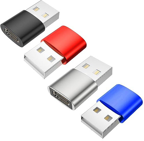 ZJXD USB to C Adapter Female Male A Adaptor Type Converter for Apple iWatch 8 7,iPhone 11 12 13 14 Max Pro,iPad Air 4 5 Mini 6,Samsung Galaxy S23 S22 (4 Pack)