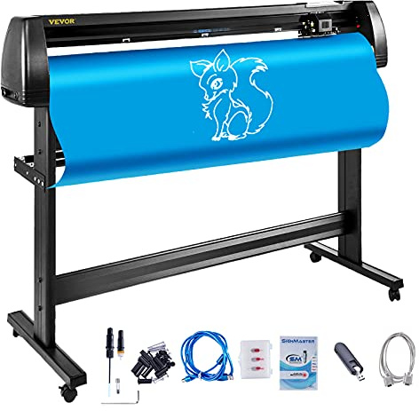 VEVOR Vinyl Cutter Plotter Machine, 53 Signmaster Software Sign Making Machine, 1350mm Paper Feed Vinyl Cutter Plotter with Stand (53 1350mm)