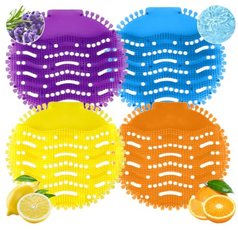 12 Pack Urinal Screen Deodorizer Mats, Anti-Splash Guard Long Bristle Anti-Clogging Urinal Mats Scented Lasting Odor Freshener Urinal Cake –Ideal for Bathrooms, Restrooms, Office, Hotels