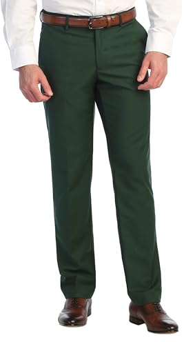 Gioberti Men's Hidden Expandable Waist Dress Pants, Hunter Green, Size 44-30