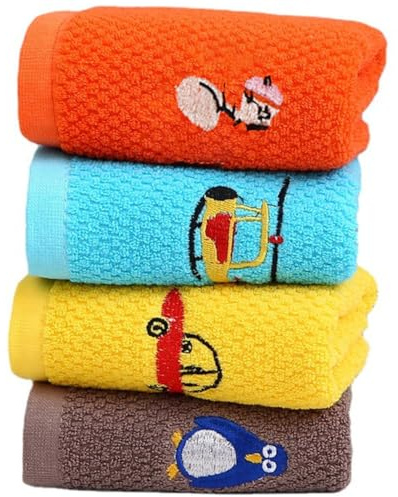 Danlai 4 Uds. Toallas De Algodón para Niños, Toallas Faciales para Niños, Paño Suave Y Absorbente para Lavar La Cara, Toallas De Mano para Lavarse La Cara Y Ducharse
