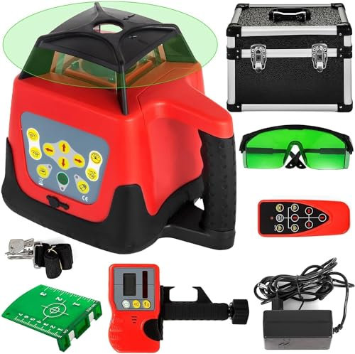 Livella Laser Rotante 360 Autolivellante Automatico ±5 Gradi con Treppiede e Strumenti di Costruzione Laser Nivel per Staff per l'Industria degli Esterni (Colore: Green Beam, Dimensioni: Taglia Unic