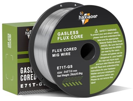 haxiaoer Alambre de soldadura MIG de 1,0 mm, 1 kg, D100, 1 rollos de alambre de relleno sin gas para soldadora MIG/MAG FLUX, E71T-GS