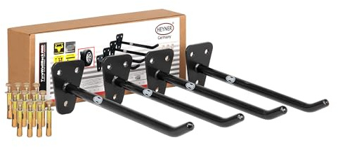HEYNER® Reifenhalter Wandhalterung Felgenhalterset 4 teilig inkl. 12 M8 Expansionsschrauben (3x4) Reifen Wandhalterung Autoreifen Felgen Lagerung