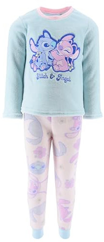 Disney Lilo und Stitch Pyjama für Mädchen, T-Shirt und Lange Samthose für Mädchen, Pyjama aus Weichem Fleece von Stitch und Angel, Größe 3 Jahre | Türkis